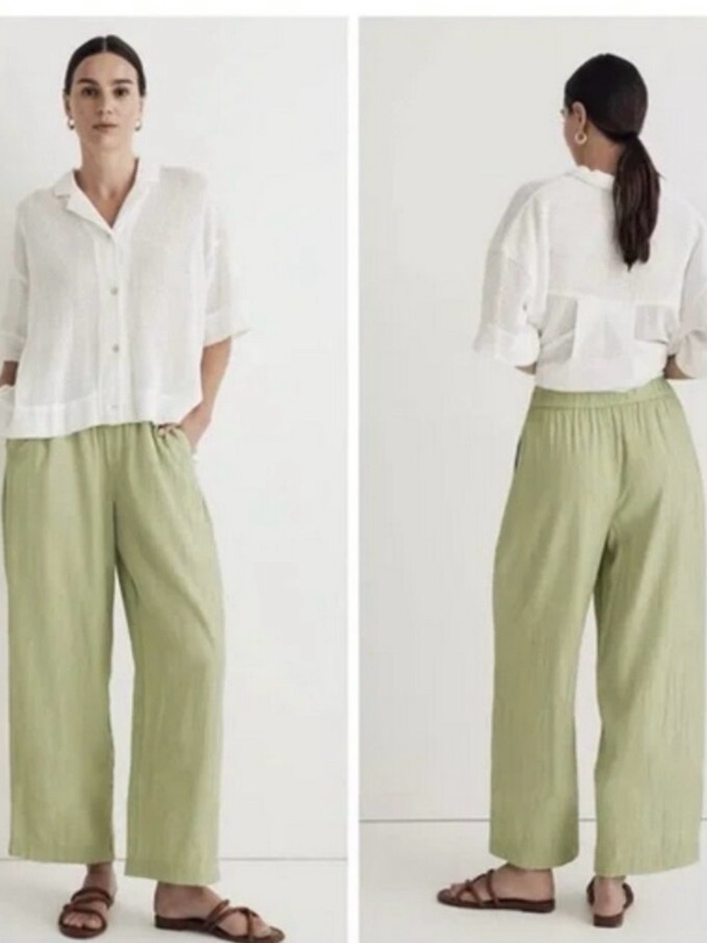 Madewell Crinkled Crepe Straight-Leg Crop Pants